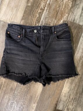 American Eagle Outfitters Black Frayed Hem Denim Shorts